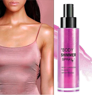 THTC Glitter Highlighter Spray - Shimmering High Gloss Makeup Spray for Face and Body Highlighter(Pink Glow)