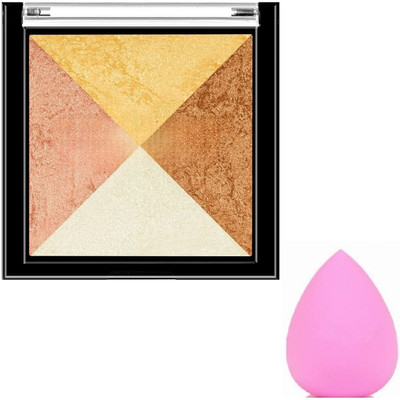 WECHARMERZ Mini Baked Shimmer Blusher And Highlighter Palette With Makeup Puff Highlighter(Shade-6)