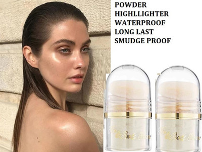 HUZURLU Pearl White Shimmer Glitter Highlighter Highlight Makeup-2 Highlighter(Silver)