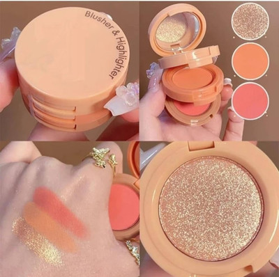 MYEONG 3 In 1 Highlighter Blush Palette Kit Highlighter(Multi Shade)