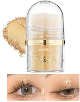 tanvi27 HD Shining 3 In 1 Loose Powder Shimmer Highlighter For Cheeks & Eyes Highlighter(golden)