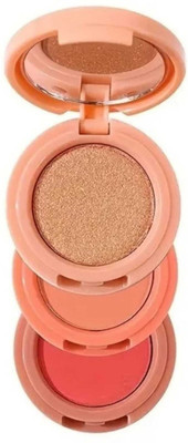 LOVE HUDA HD Baked Professional Blusher Powder And Highlighter Eyeshadow Palette Highlighter(3in1 Blush Multicolor Shimmer Contour With Brush Kit For Face Makeup Combo)