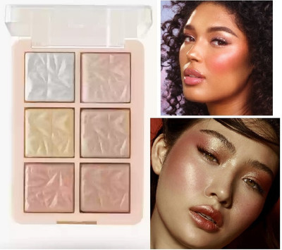 EVERERIN 6 in 1 Simmer Highlighter Palette Highly Pigmented & Long Lasting Highlighter(multicolor)