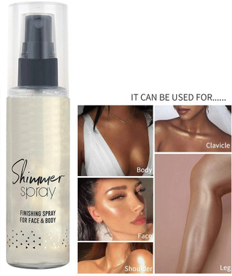 GABBU Best Body Glitter Spray, Moisturizing Highlighter Quick-Drying Non-Sticky Highlighter(Silver)
