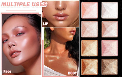 Vyomiris Shimmer Glitter Contour Bronzer and Highlighter Palette Highlighter(Multicolur)