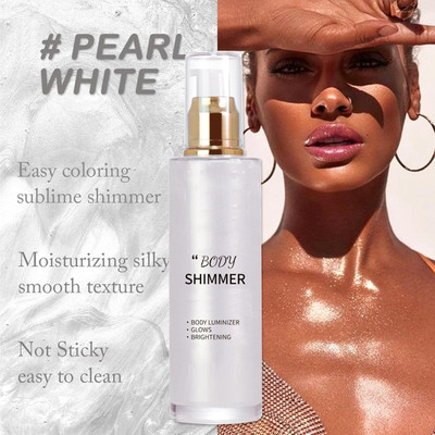 MYEONG Illuminator Glow White Pearl Luminizer Quick Drying Shimmer Body Glitter Spray(Pearl White)