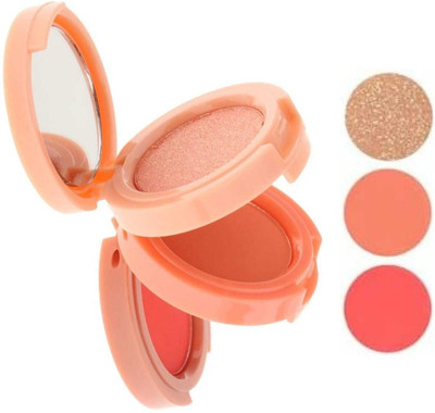 LOVE HUDA Baked Professional HD Blusher Powder And Highlighter Eyeshadow Palette Highlighter(3in1 Multicolor Blush Shimmer Contour With Brush Kit For Face Makeup Combo)