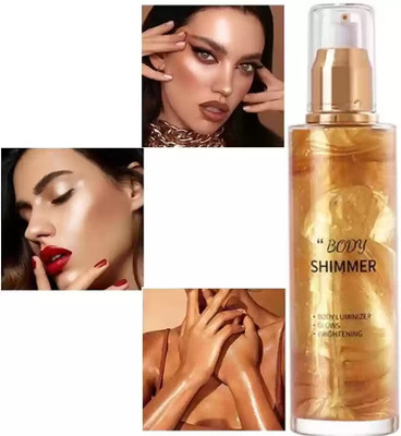 HUZURLU Body Shimmer Luminizer for Face & Body,Waterproof Moisturizing Face Brighten Highlighter(gold)