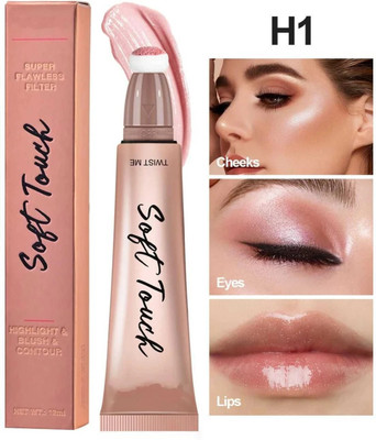 Cosluxe Liquid Highlighter Stick with Cushion Applicator, Long Lasting Natural Matte Highlighter(Finish Silky Cream Face Highlighter and Bronzer Stick H1)