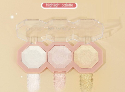 HUZURLU Glow 3in1 Highlighter For That Bold Glowing Look Highlighter((Champagne Gold), (SILVER), (SILVER PINK))