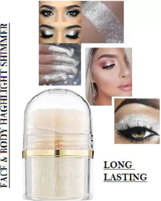 HUZURLU BEST SHINY BODY & FACE MAKEUP POWDERY HIGHLIGHTER Highlighter(SILVER)