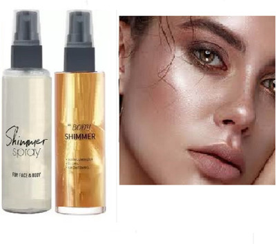 Luipui Face & Body shimmer spray liquid shiny Highlighter (golden /silver)-2 Highlighter(SILVER, GOLDEN)