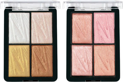 MARS 4 Shade Illuminating Glow Brick Highlighter Palette Blusher &  Highlighter(Shade-01 + Shade-03)