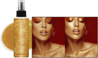 MYEONG Face Body Glow Luminizer Highlighter Liquid Bronzer Shimmer Spray Highlighter(GOLD)