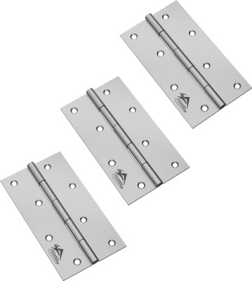 ATLANTIC Window Butt Hinges 4 inch x 12 Gauge/2.5 mm Thickness Matt Finish Butt/Mortise Hinge(S.S Finish (Silver) Pack of 3)