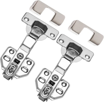 Aipl 2D Adjustable Full Overlay Soft Close, Hydraulic Cabinet Hinges (8 Degree Crank) Concealed Hinge(Silver Pack of 2)