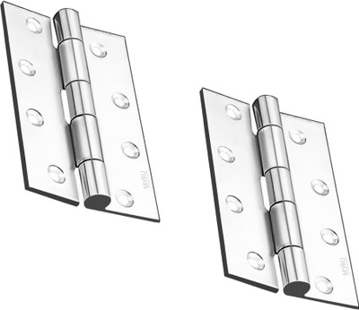 MYRU Premium Butt Hinges 5-inch x 14 Gauge|2 mm Thickness |S. S Glossy Finish Butt/Mortise Hinge(Silver Pack of 2)
