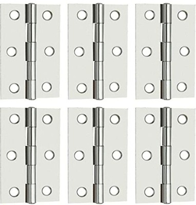 Screwtight Door/Cabinet Hinge Butt Hinge Self Coloured on Iron 2.5 Inch Pack of 6 Pcs Butt/Mortise Hinge(Silver Pack of 6)