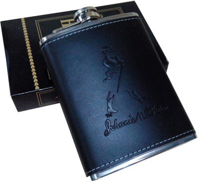 VariousEye JW Black Wrapped Whiskey Hip Flask 8oz Alcoholic Drink Stainless Steel Hip Flask(231 ml)