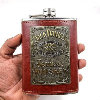 prabhakar enterprises Stainless Steel Leather Wrapped Hip Flask Stainless Steel Hip Flask(230 ml)