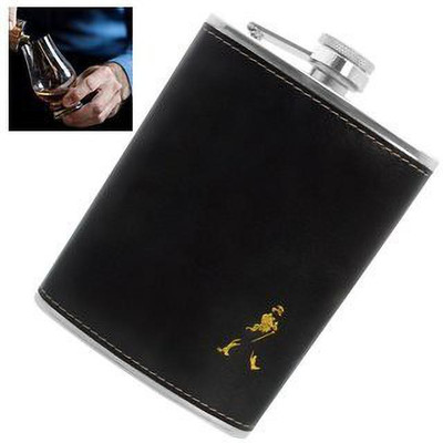 JGG Jain Gift Gallery Johnnie Walker Design Embossed Hip Flask for Men Women , Alcoholic Beverage Holder Leather Hip Flask (230 ml STAINLESS STEEL Hip Flask(230 ml)
