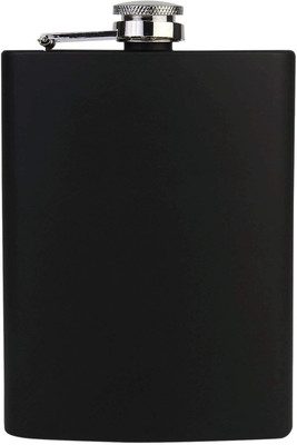 MOHAK Hip Flask for Liquor 1PCS Black Thin Flasks with Silver Cap 8oz Leakproof Stainless Steel Hip Flask(235 ml)