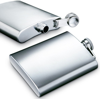 Protos India.Net Pack of 2 Stainless Steel Hip Flask Alcoholic Container Steel Flask Hip Flask(210 ml)