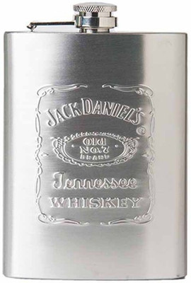 JGG Jain Gift Gallery FIRST QUALITY FROM TARGET PLUS Jack Daniel's Design Embossed 8 Oz (230 Ml) steel Hip Flask(230 ml)