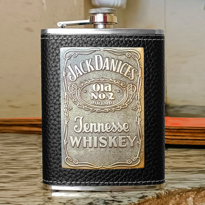 VariousEye Black Jack Daniels Hip Flask Wrapped Whiskey Alcoholic Drink 8oz Stainless Steel Hip Flask(232 ml)