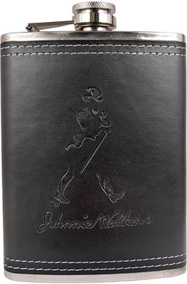 PATHAYAM Johnnie walker stainless steel and leather made hip flask, pocket type hip flask stainless steel, leather Hip Flask(450 ml)