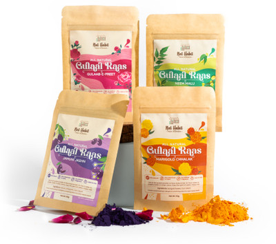 Nat Habit Holi Colors Combo, Gulal Powder :Nature's Radiance Herbal Gulal Holi Color Powder Pack of 4(Purple, Orange, Green, Pink, 200 g)