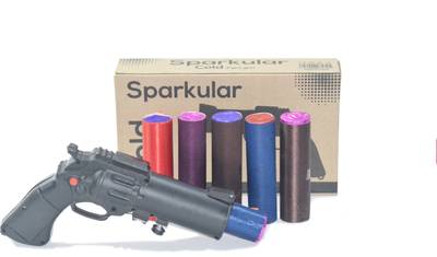 VALUE CREATION 1 Sparkular Pyro Gun with 6 PC Holi Color Cracker Holi Color Powder Pack of 6