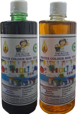 swacch Water Colour Non-Toxic & Eco Friendly Colour Holi Color Paste Pack of 2(Green, Yellow, 1000 g)