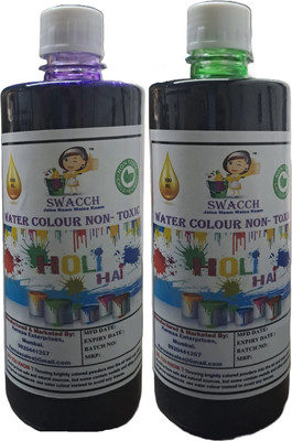 swacch Water Colour Non-Toxic & Eco Friendly Colour Holi Color Paste Pack of 2(Purple, Green, 1000 g)