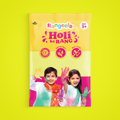 Rangeela Luminous Yellow Gulal, Holi Ke Rang Colours Non Toxic, Easily Washable & Safe Holi Color Powder Pack of 1(Yellow, 80 g)