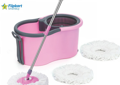 Flipkart SmartBuy HOME CLEANING MOP SET WITH 3 MICROFIBER REFILLS PLASTIC SPRINKLER PINK COLOR Mop Set(Multicolor)