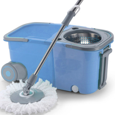 V-MOP Premium Blue Twin Double Bucket Mop (( 6 Months Warranty on Rod Set ))X Mop Set(Multicolor, Blue)