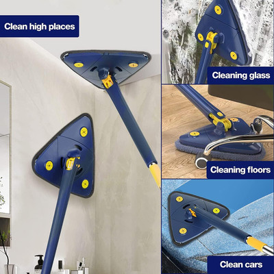 HM EVOTEK 360 Degree Rotatable Multifunctional Triangle Fan mop Adjustable Microfiber Mop Flat Mop(Multicolor)