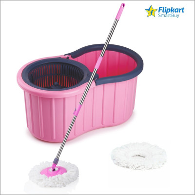 Flipkart SmartBuy NEW BUCKET SPIN MOP AMAZING DESIGN IN PLASTIC AND 2 MICROFIBER REFILL SET Mop Set  (Pink) For Rs. 422 @ 53 %