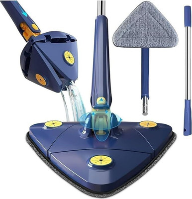 SwiftCart Triangle Floor Cleaner Mop Brush with 360° Rotatable and Adjustable Mop Set(Blue)