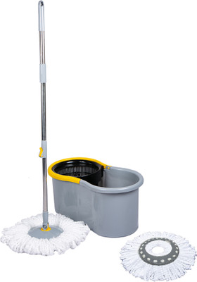 Esquire Elegant Grey 360� Spin Mop Set with Easy Wheels and Additional Refill Refill(Green)
