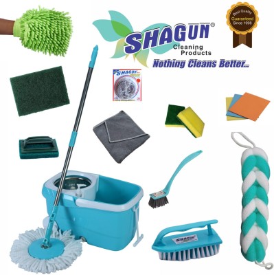 SHAGUN Big Spin Mop 360 Degree with 10 Cleaning Item For kitchen Mop Set Mop Set
