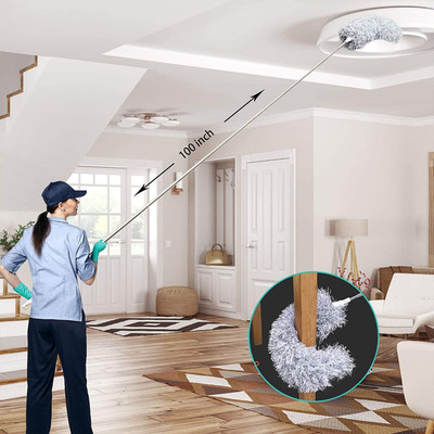 SUNCLOCK Cleaning Brush Feather Microfiber Duster with Extendable Rod Dust Cleaner KH_1 Wet and Dry Duster