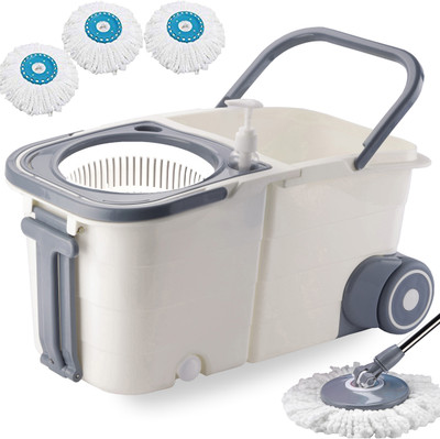 THUNDER FIT START FRESH Premium Double Bucket 360 Rotating Floor Cleaning Mop with 3 Microfiber Refills- Wet & Dry Mop(Multicolor)