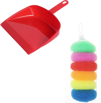 Crafts Haveli Home Cleaning Combo of Dust Pan & Nylon Plastic Scrubber 6pc Plastic Dustpan(Multicolor)