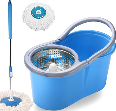 THUNDER FIT START FRESH Premium Classic Spin Bucket Mop with 2 Refills ( 6 Months Warranty on Rod Set ) Wet & Dry Mop(Blue)