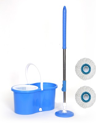 Qozent Floor Cleaner with Spin Bucket Mop for Easy Magic Cleaning(With 2 Refill) Mop Set(Blue)