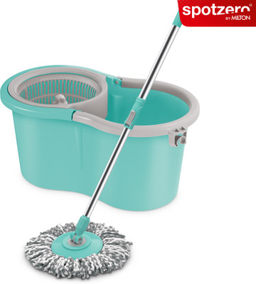 Spotzero by Milton Ace Spin Mop Floor Cleaning Mop with Bucket & 360° Flexible Aqua Green Mop Set