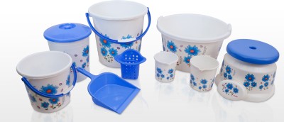 Sumoware bath_set_10pce_whiteblue0010 Plastic Bathroom Set(Pack of 10)