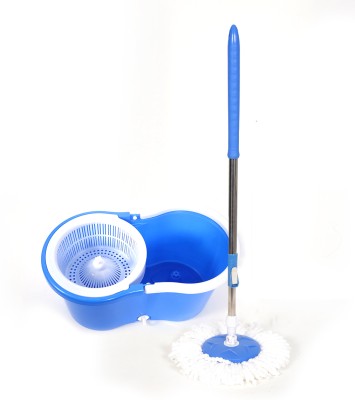 Zemlite Magic Dry Bucket Mop - 360 Degree Self Spin Wringing (With 2 Refill) UQAB11 Wet & Dry Mop(Blue)